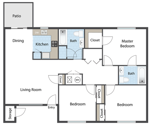 Steeple Chase Apartments 3x2 Floor Plan